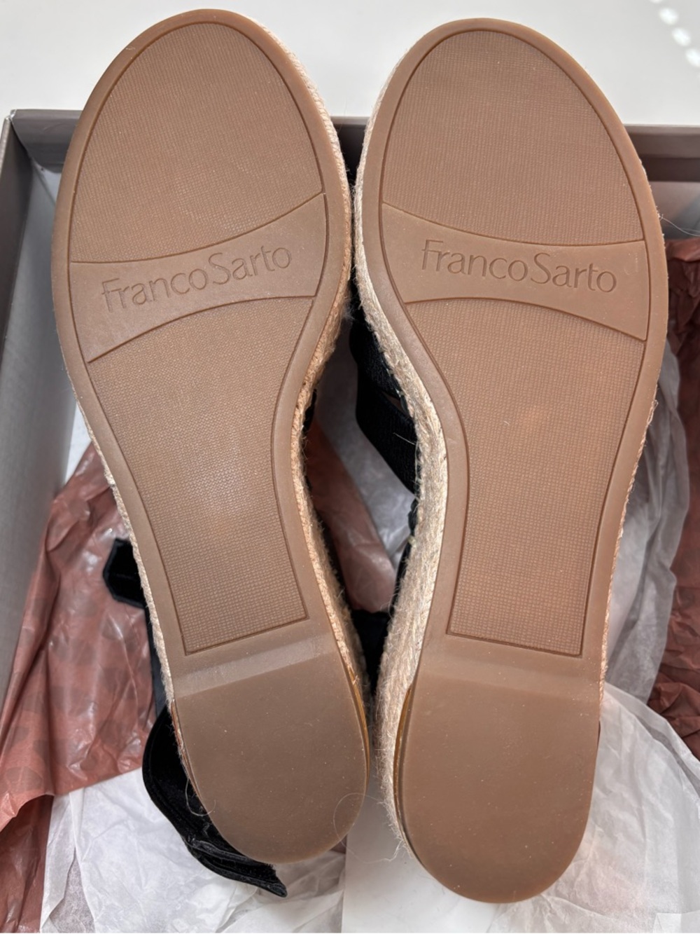 Franco Sarto black leather wedge sandals - Picture 3 of 8